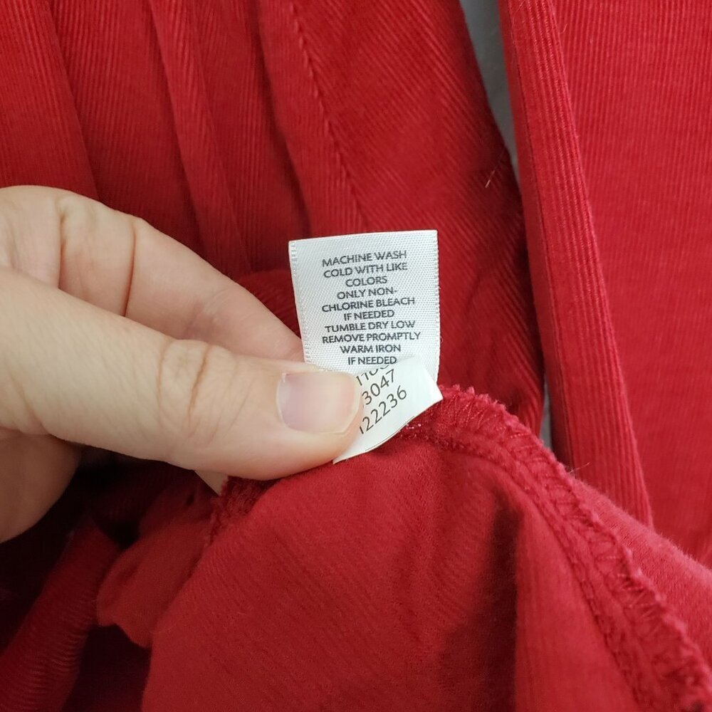 J. Jill‎ Womens Button Front Shirt Size XS Corduroy Long Sleeve Red Tunic Length - Picture 5 of 8